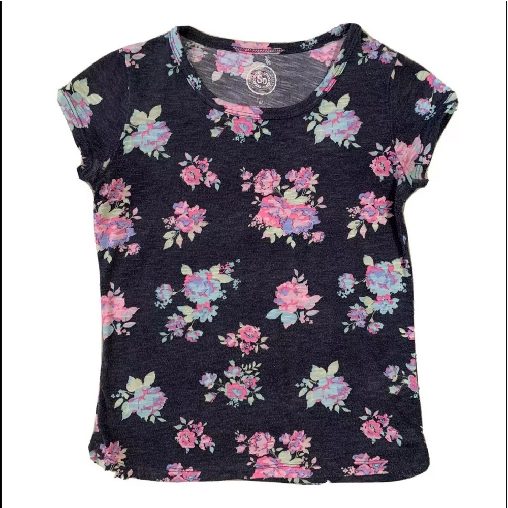 Girls Gray Floral Shirt Size 10